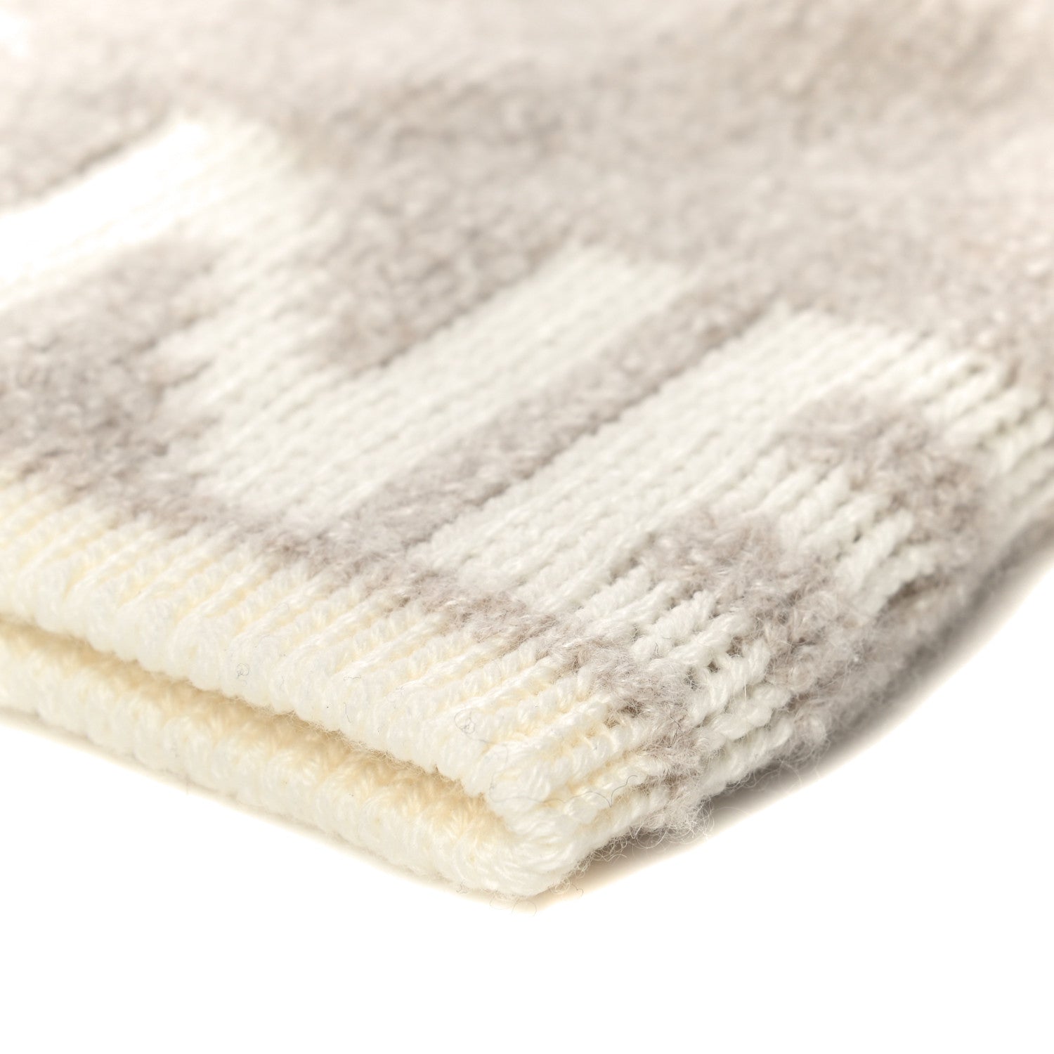 Chanel Cashmere Wool Silk Logo Beanie Hat Beige White 8 of 9