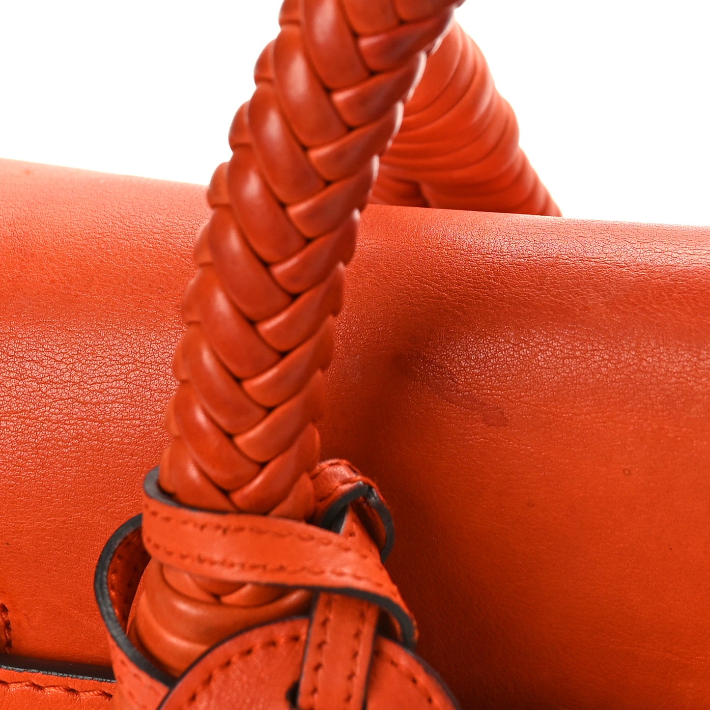 Calfskin Handmade Medium Top Handle Bag Orange