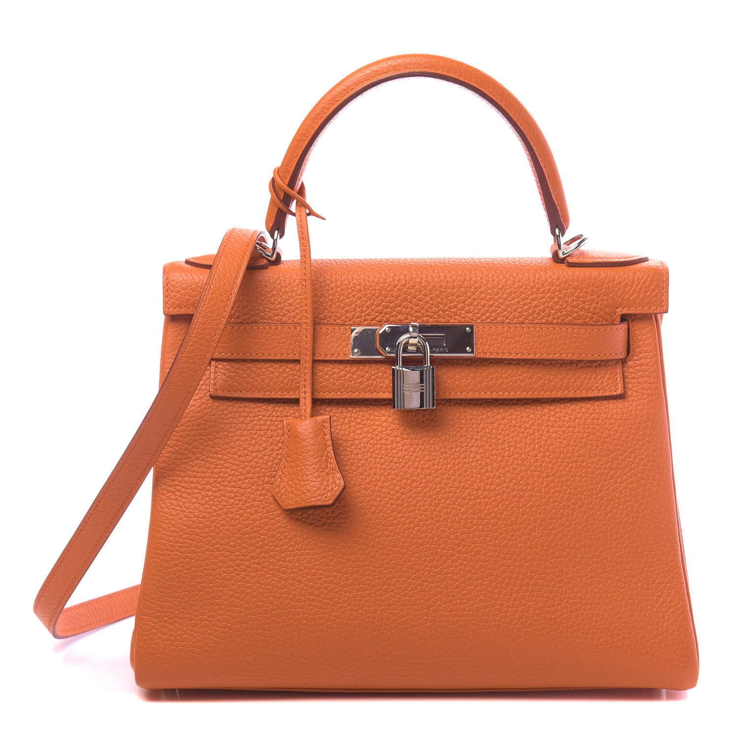 Hermes Taurillon Clemence Kelly Retourne 28 Orange 1 of 11