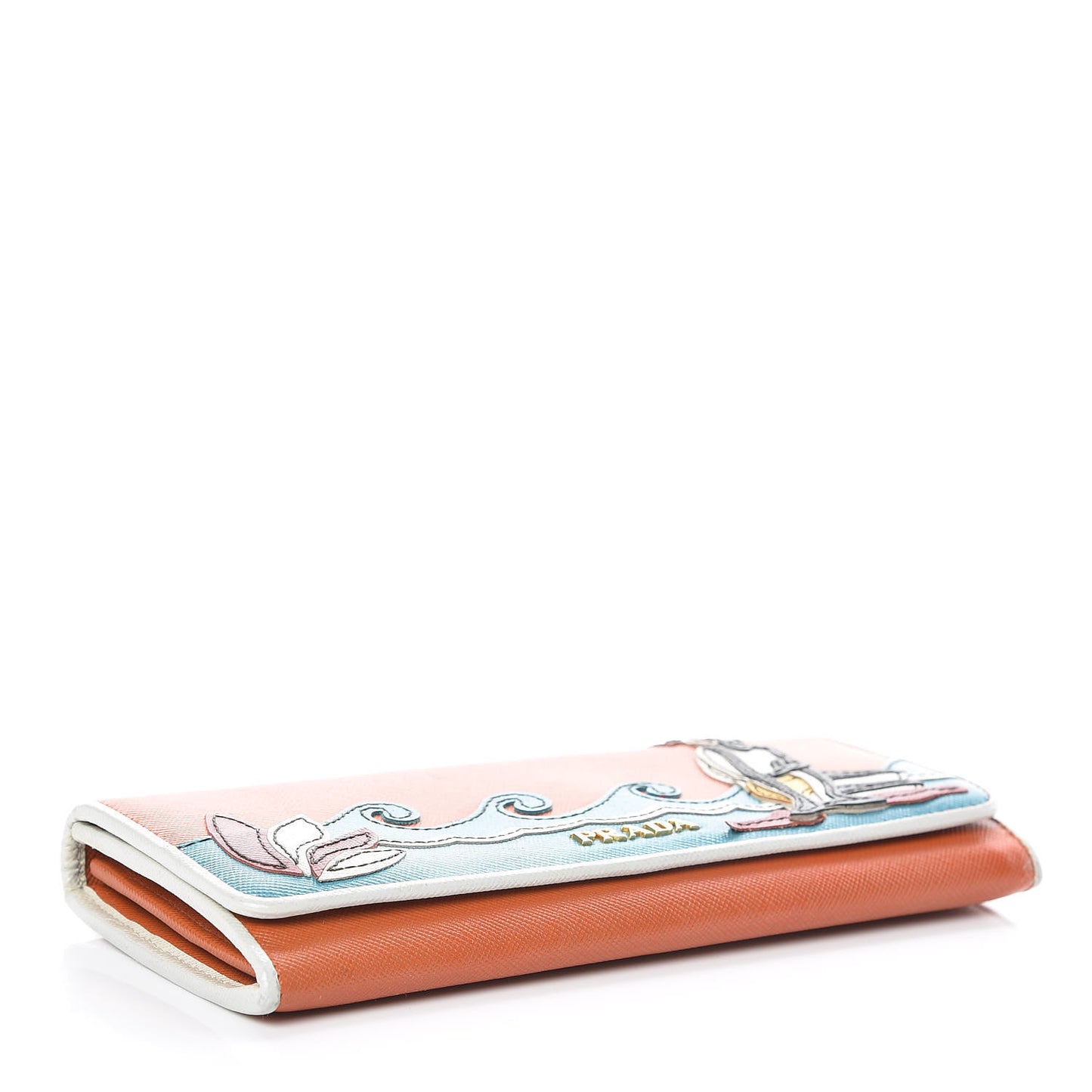 Saffiano Beach Flap Continental Wallet Papaya