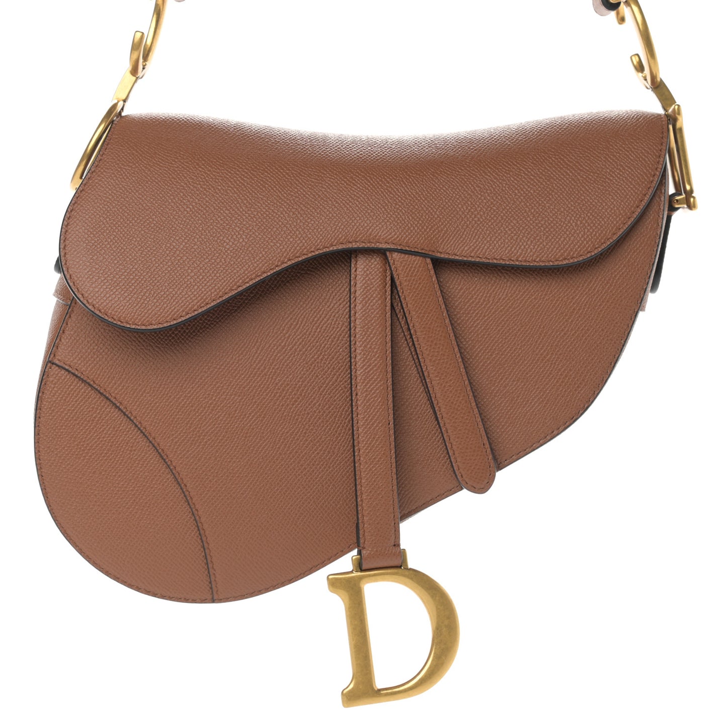 Grained Calfskin Saddle Bag Camello