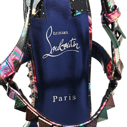 Christian Louboutin Patent Calfskin Lin By The Night Pyraclou 110 Wedge Sandals 42 Black Multicolor 7 of 8