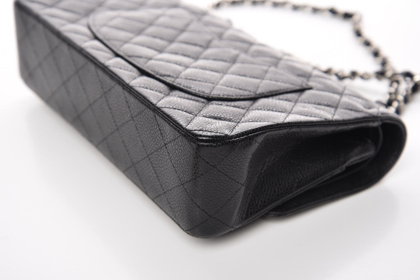 Caviar Quilted Medium Double Flap Black