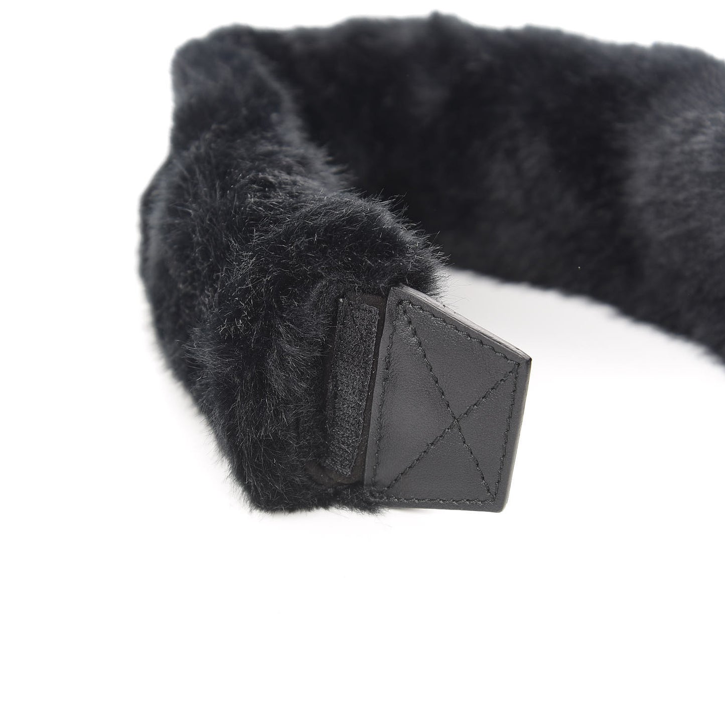 Faux Fur Logo Bag Strap Black