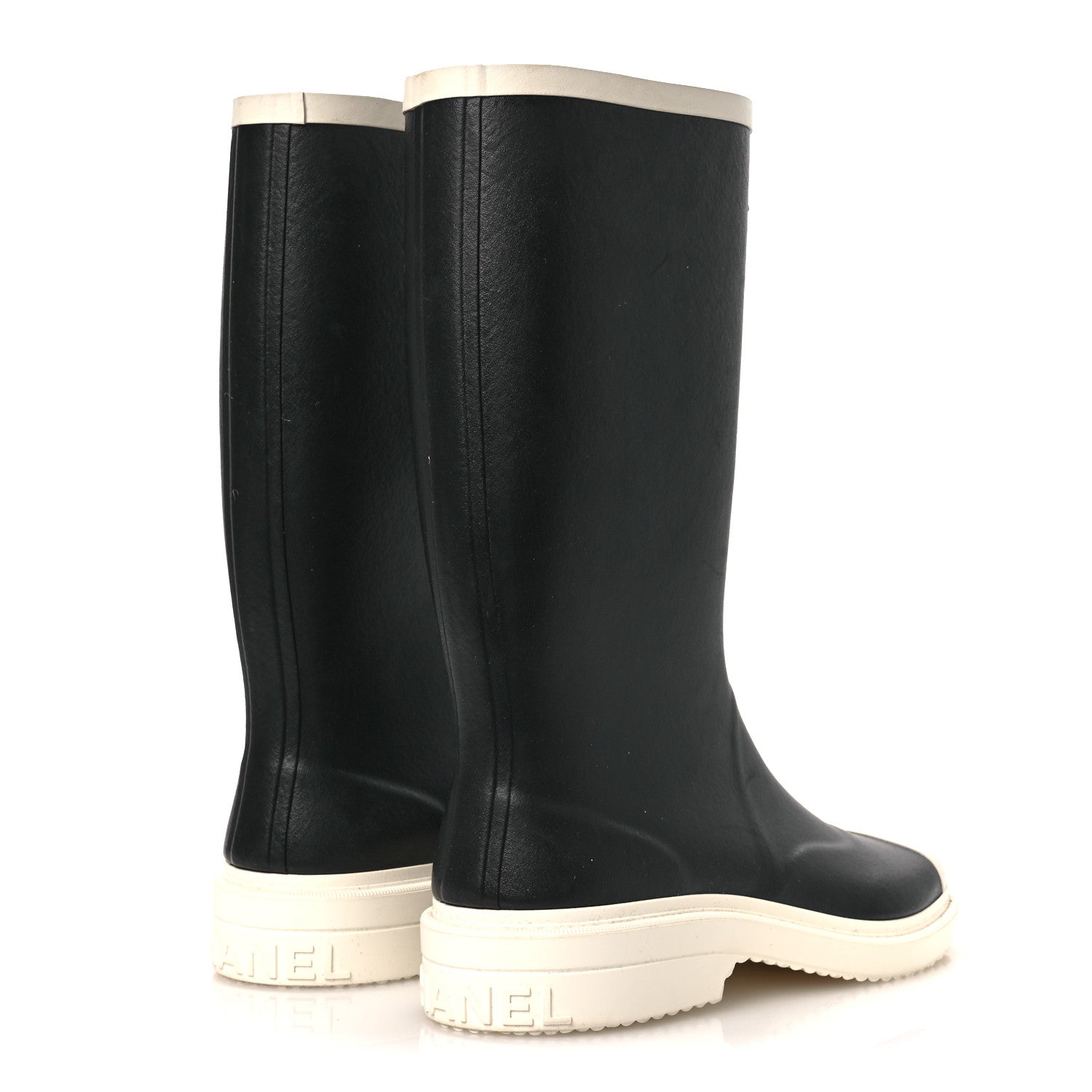 Chanel Caoutchouk CC High Boots 41 Black White 5 of 12