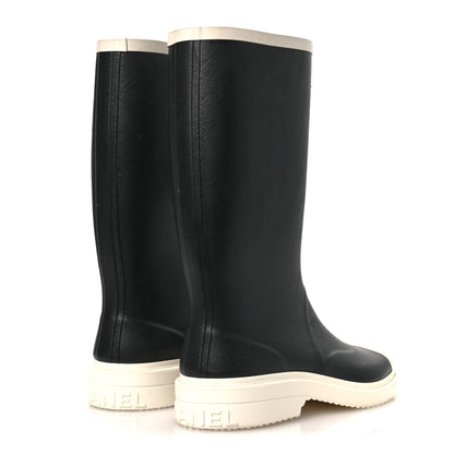 Chanel Caoutchouk CC High Boots 41 Black White 5 of 12