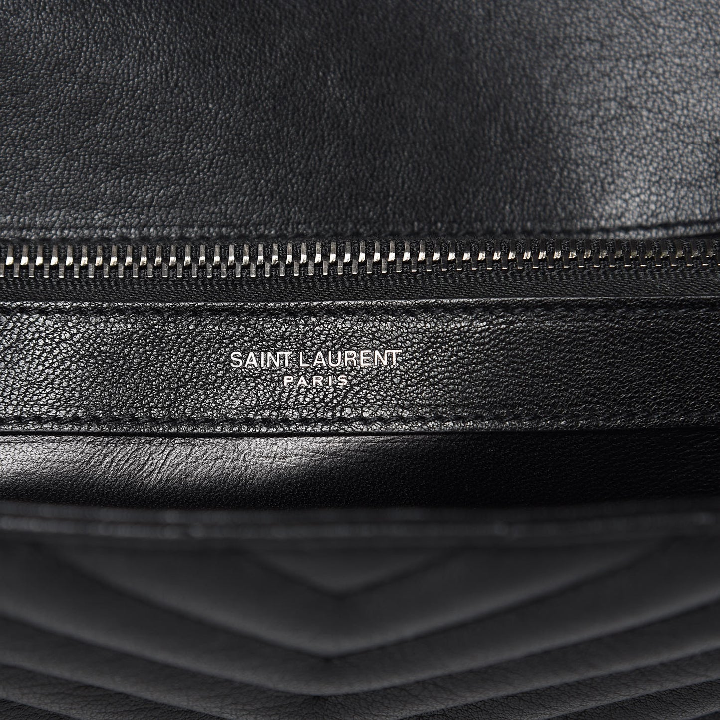 Sheepskin Matelasse Chevron Monogram Large College Satchel Black