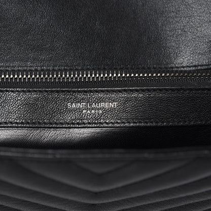 Saint Laurent Sheepskin Matelasse Chevron Monogram Large College Satchel Black 7 of 10