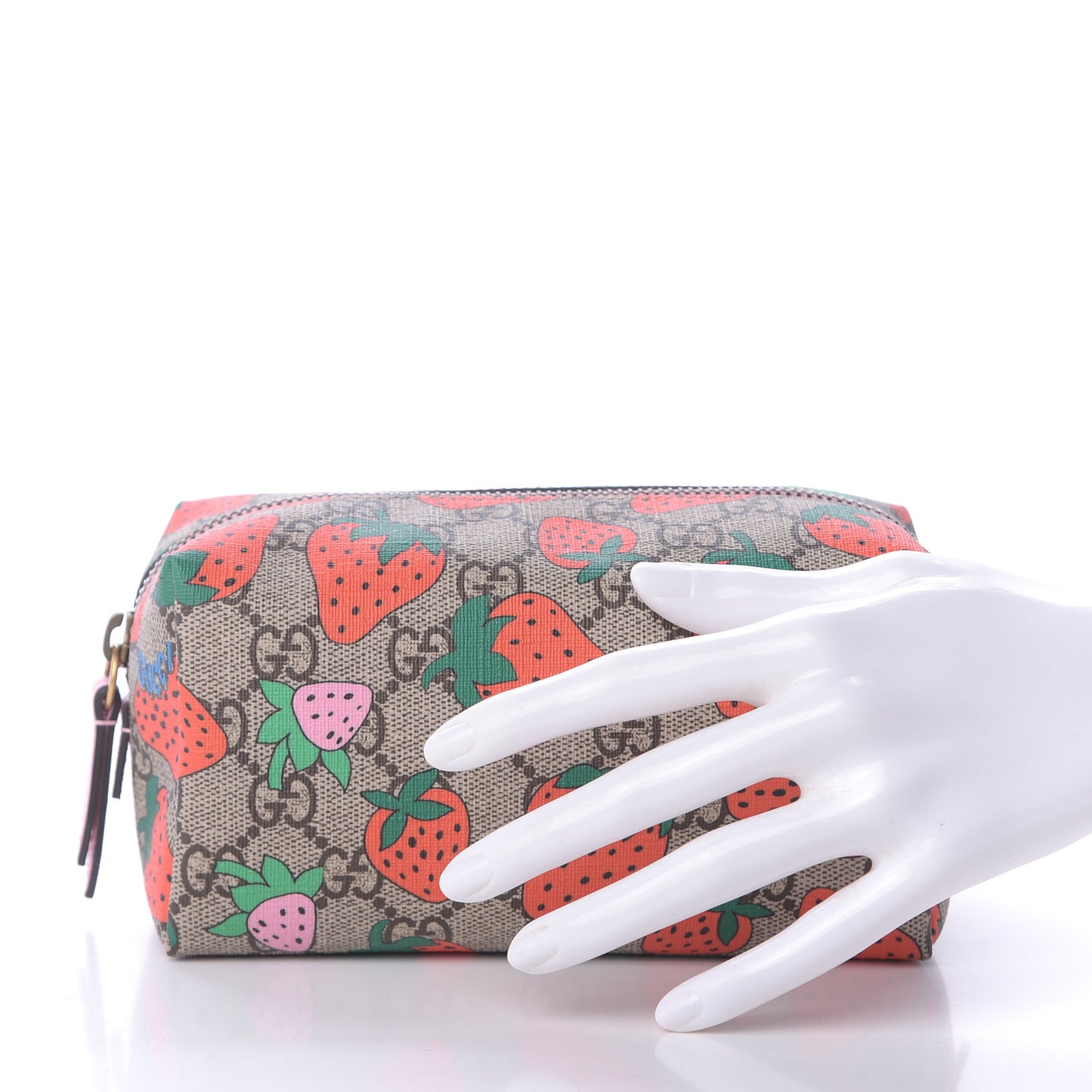 GG Supreme Monogram Strawberry Cosmetic Case