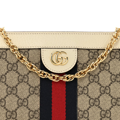 Gucci GG Supreme Monogram Textured Calfskin Web Small Ophidia Chain Shoulder Bag Beige Ebony Mystic White 9 of 11