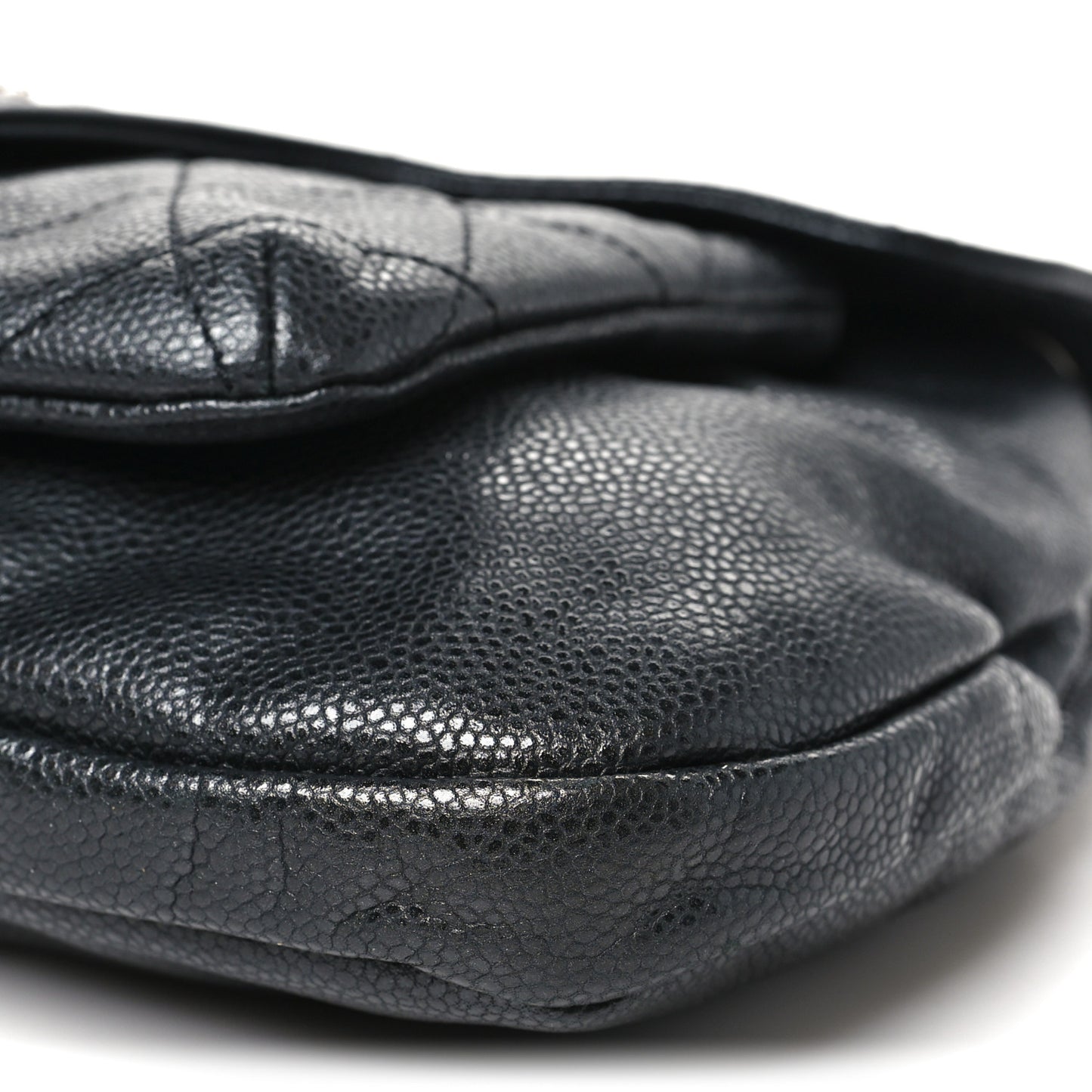 Glazed Caviar Coco Rider Flap Shoulder Bag Black