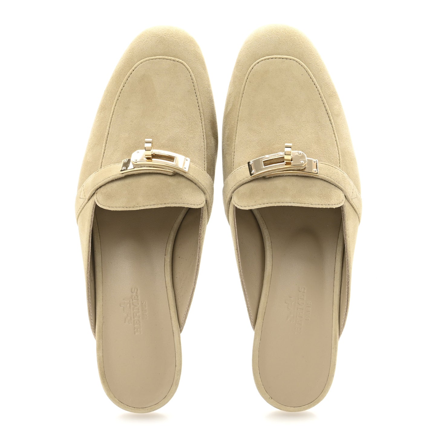 Suede Goatskin Oz Mules 36.5 Beige Lin