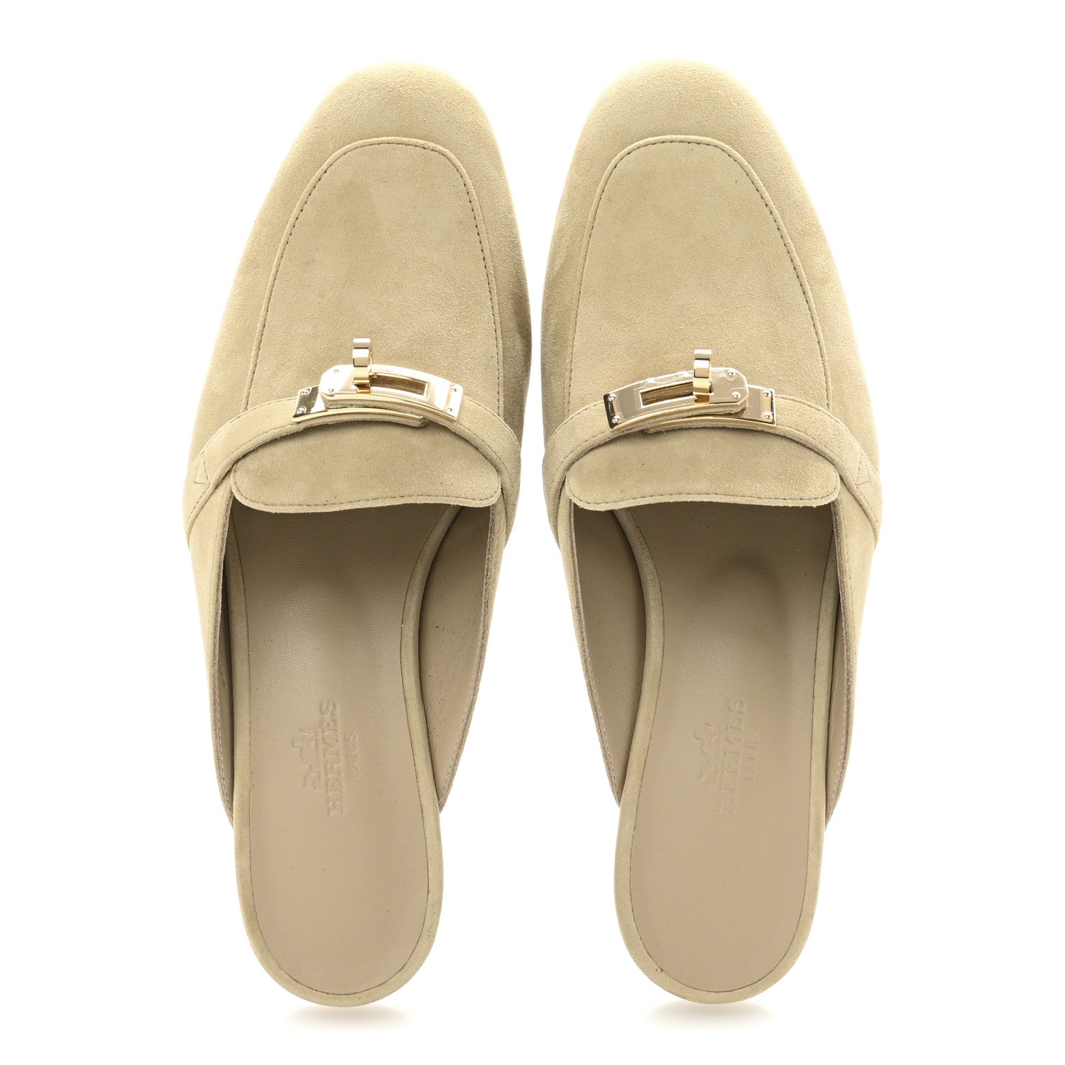 Hermes Suede Goatskin Oz Mules 36.5 Beige Lin 2 of 10