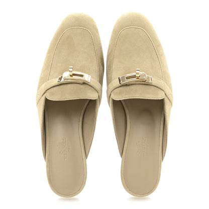 Hermes Suede Goatskin Oz Mules 36.5 Beige Lin 2 of 10