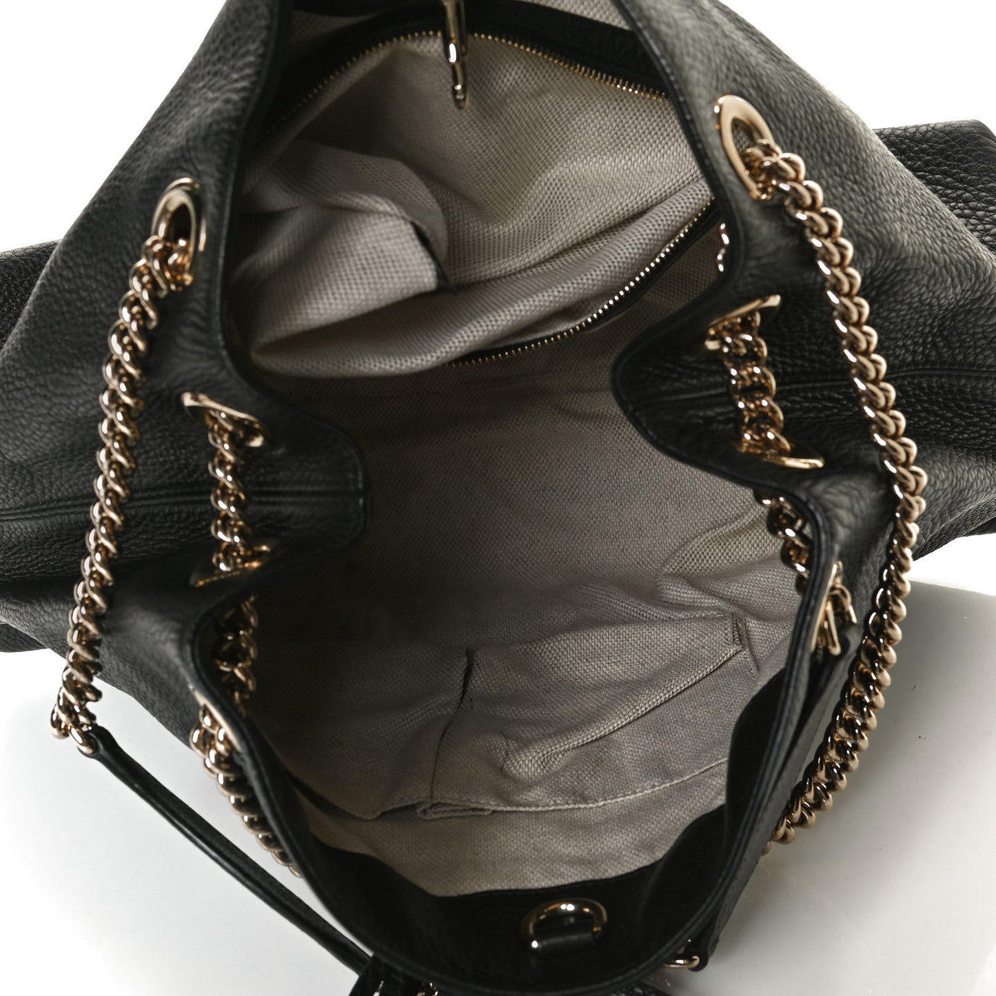 Pebbled Calfskin Medium Soho Chain Shoulder Bag Black