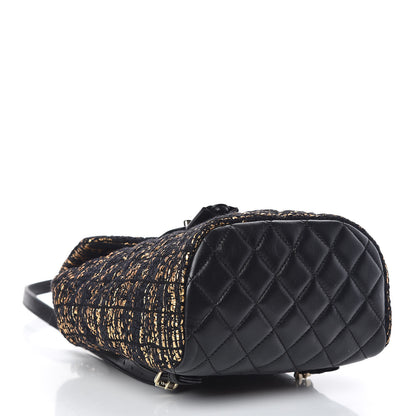 Chanel Tweed Quilted Mini Urban Spirit Backpack Black Gold 4 of 10