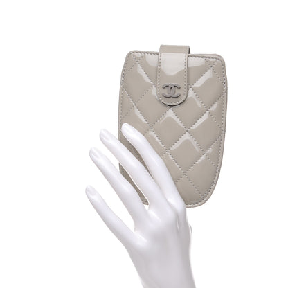 Chanel Patent Quilted Cell Phone Case Light Grey 2 of 8