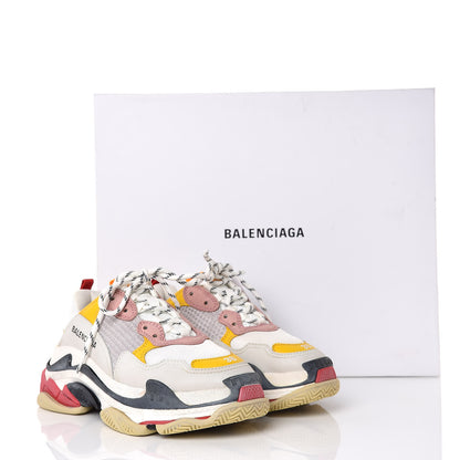 Balenciaga Mesh Nubuck Womens Triple S Sneakers 38 White Gris Jaune Rose 8 of 8