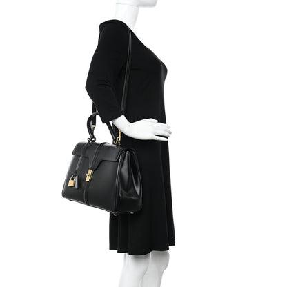 Celine Satinated Calfskin Medium 16 Top Handle Bag Black 2 of 18