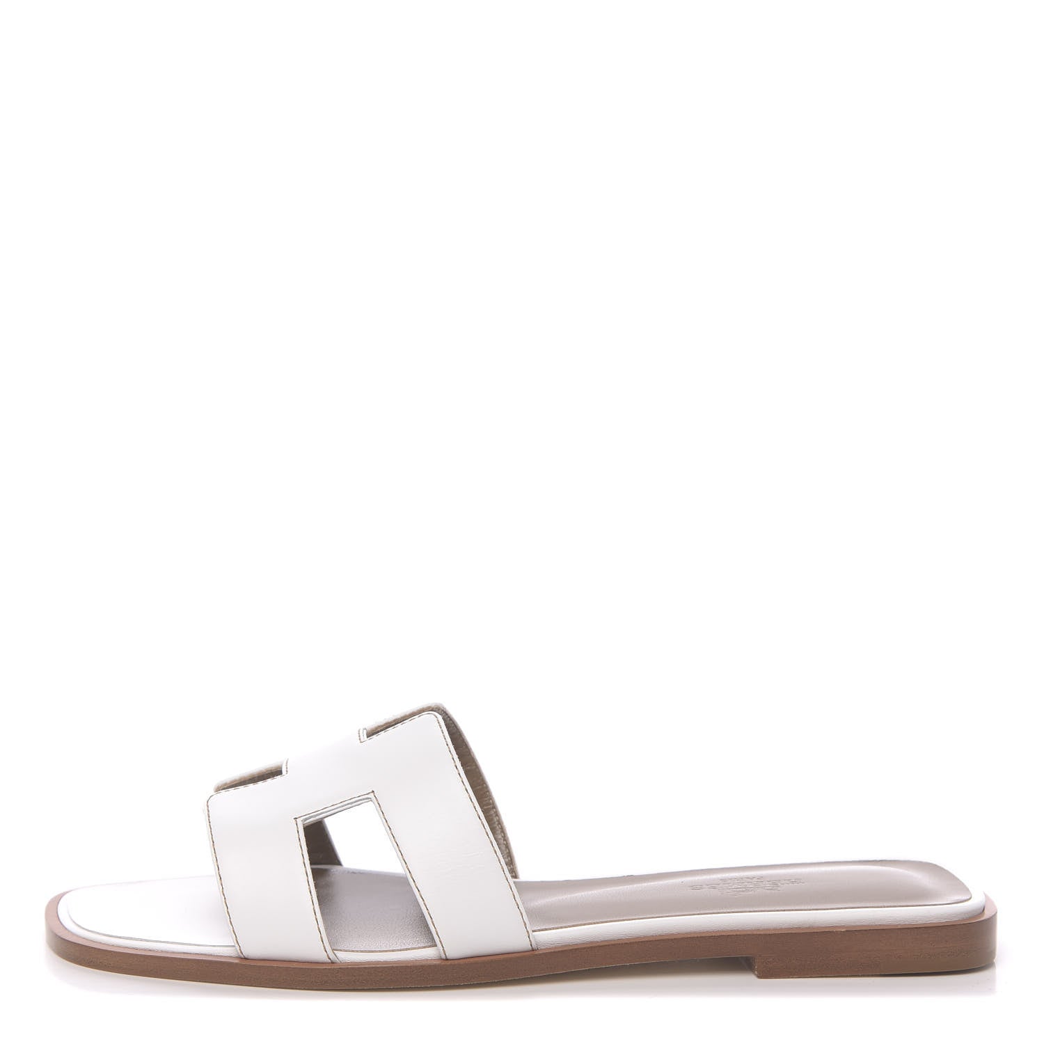 Hermes Box Calfskin Oran Sandals 37.5 White 1 of 9