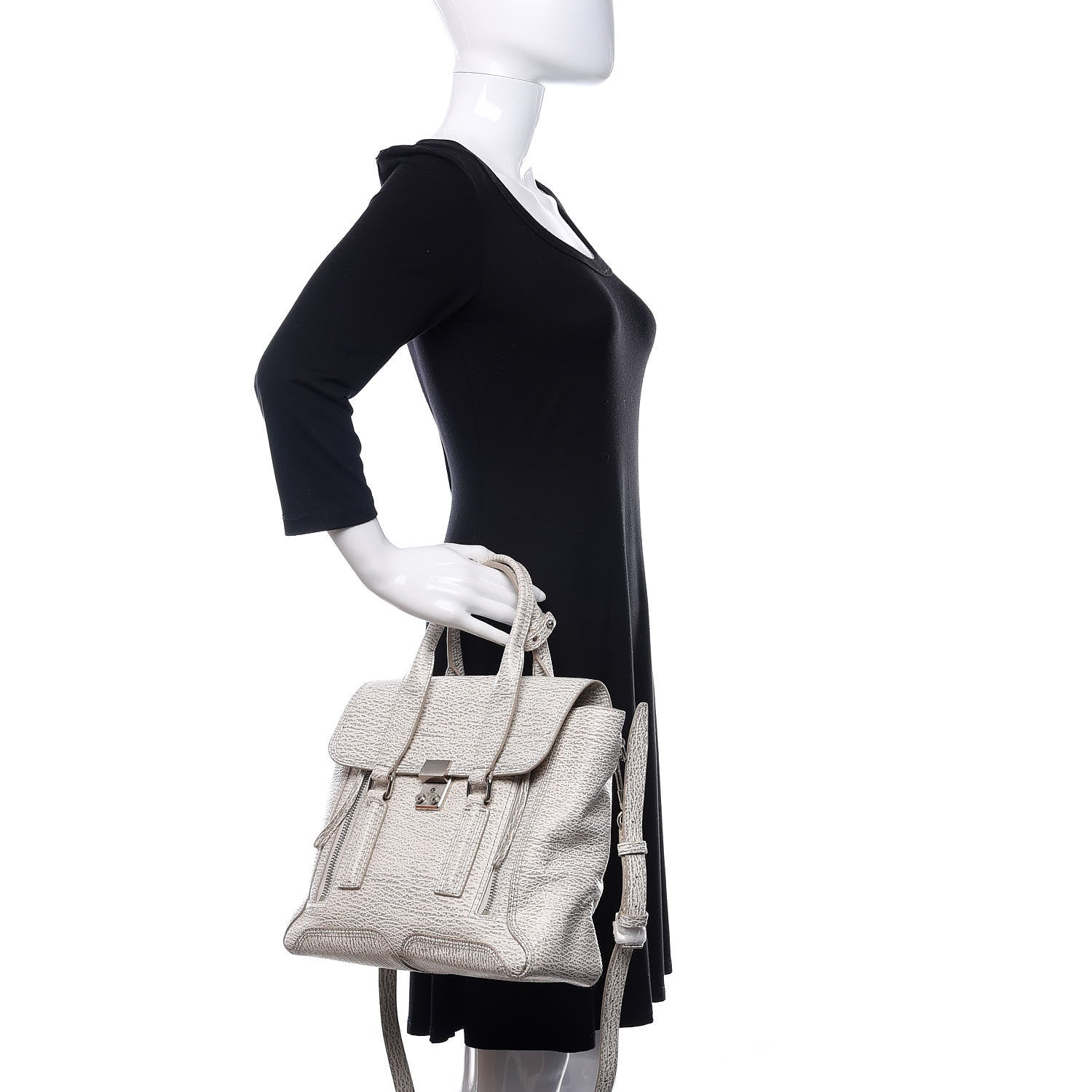 3.1 Phillip Lim 3.1 Textured Calfskin Medium Pashli Satchel Ivory Dove 3 of 14