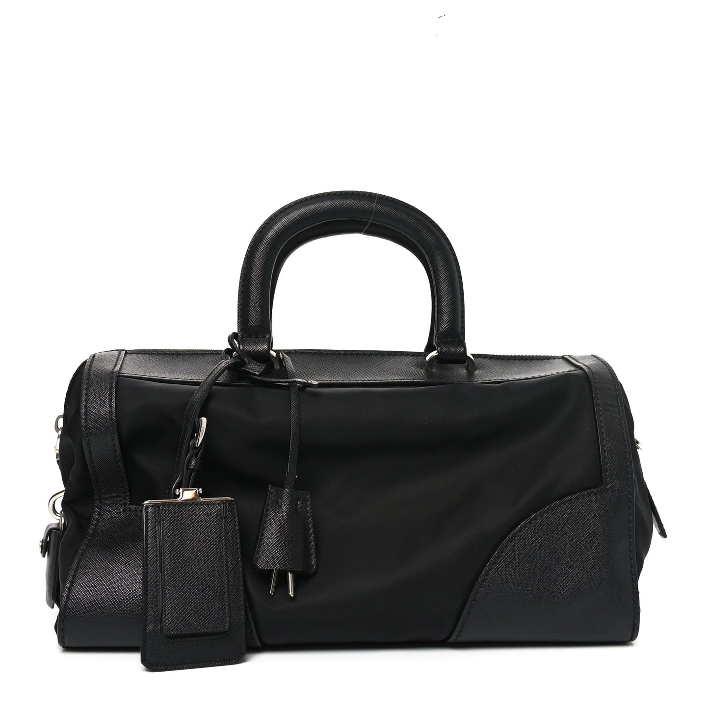 Nylon Saffiano Top Handle Bag Black