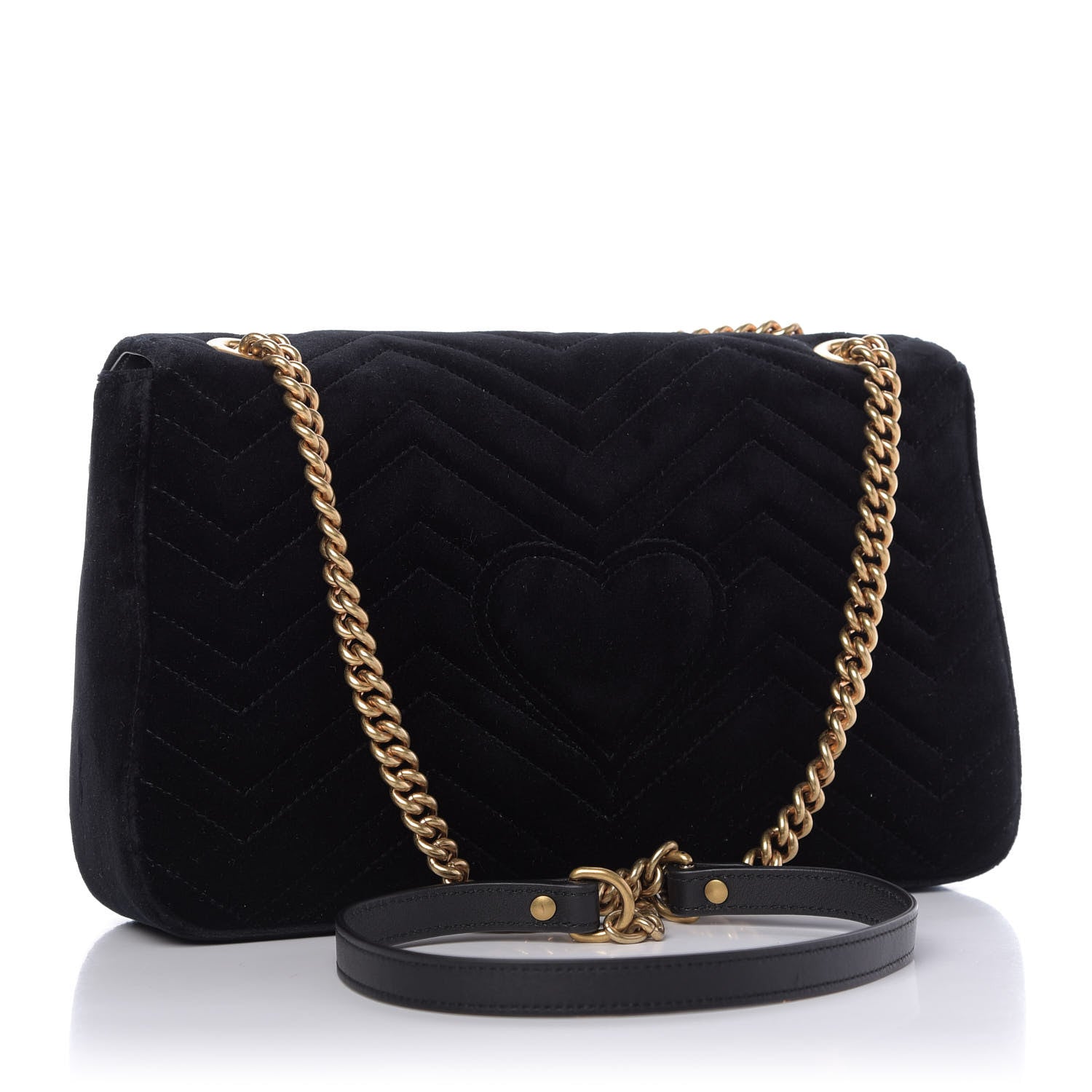 Gucci Velvet Matelasse Loved Embroidered Medium GG Marmont Shoulder Bag Black 4 of 10