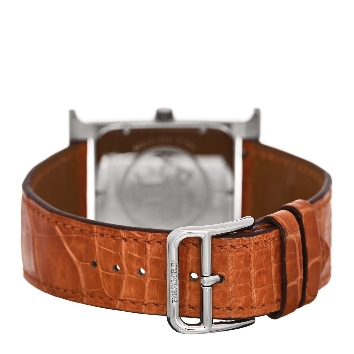 Stainless Steel Alligator Diamond Mother of Pearl 30.5mm Heure H Hour Quartz Watch Orange