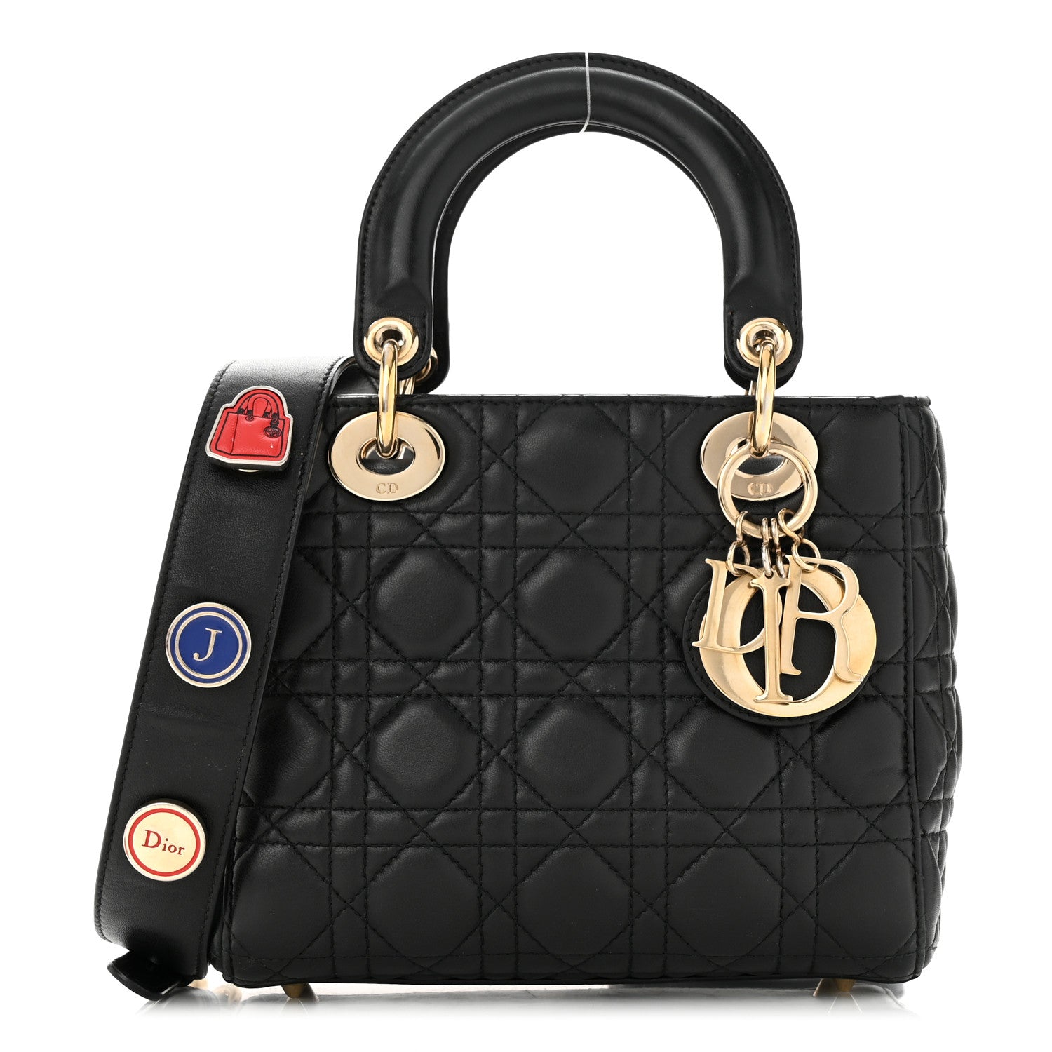 Christian Dior Lambskin Cannage Small Lucky Badges My Lady Dior Black 1 of 12