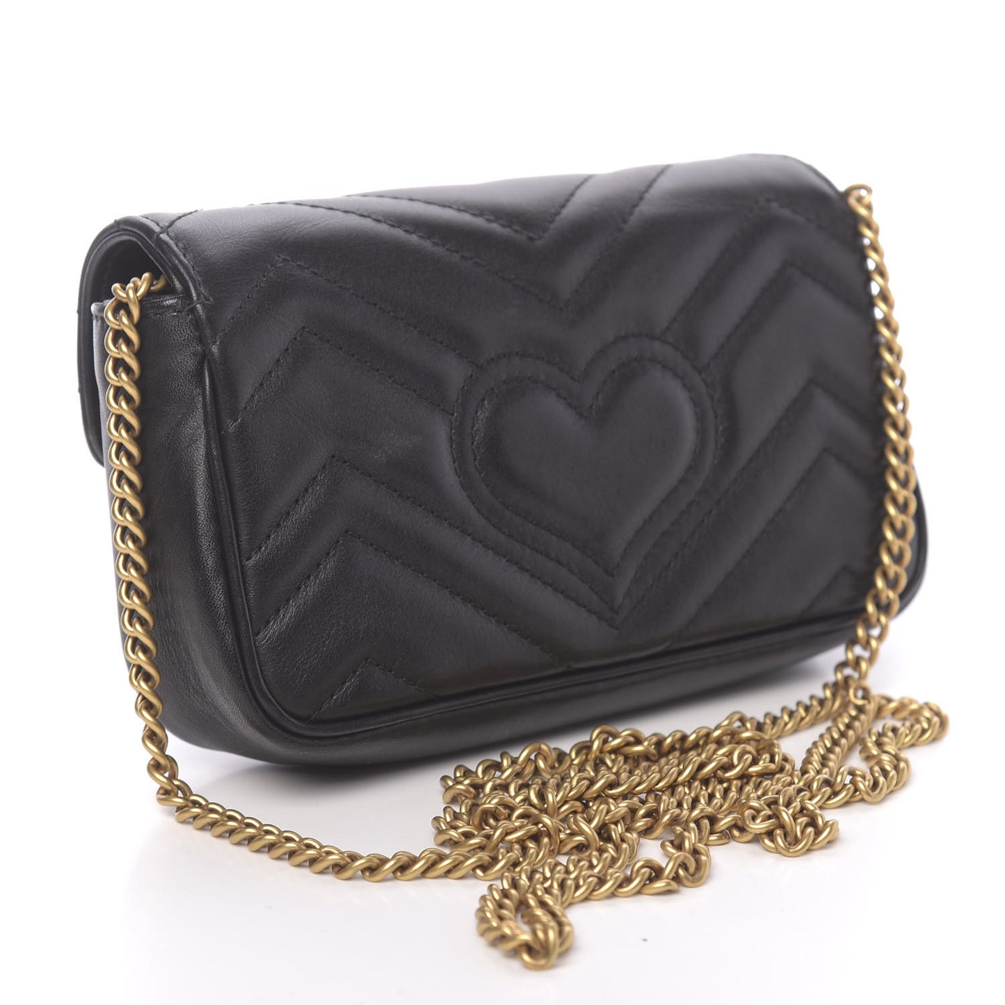 Calfskin Matelasse Super Mini GG Marmont Shoulder Bag Black