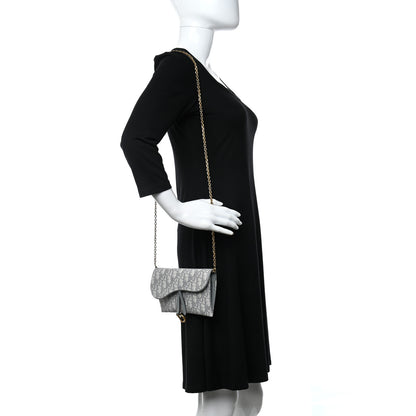 Christian Dior Oblique Saddle Chain Long Wallet Grey 2 of 10