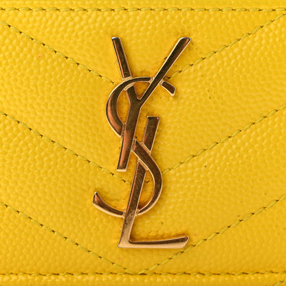 Saint Laurent Grain De Poudre Matelasse Chevron Monogram Credit Card Case Mimosa 9 of 11