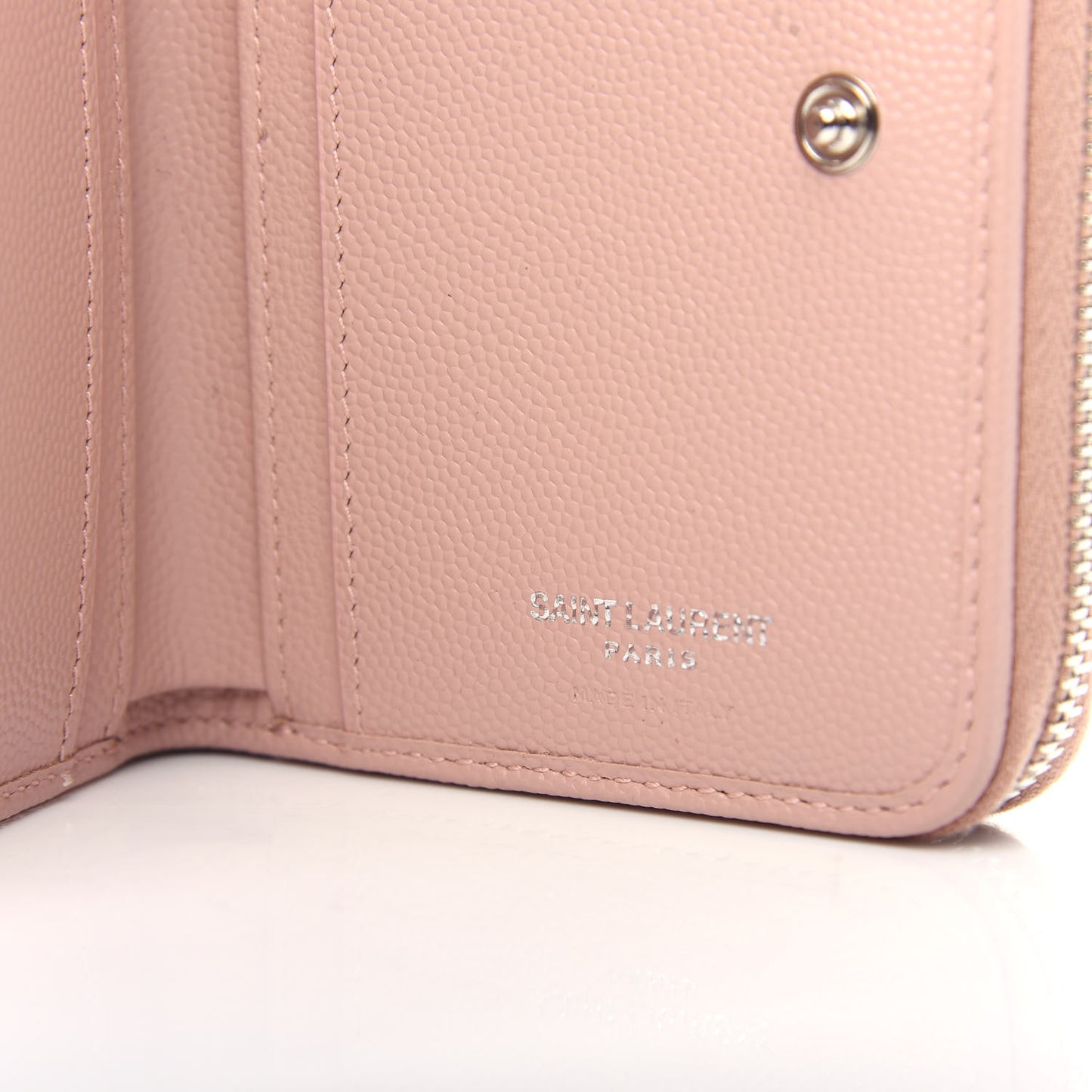 Grain De Poudre Matelasse Chevron Monogram Compact Zip Around Wallet Pink