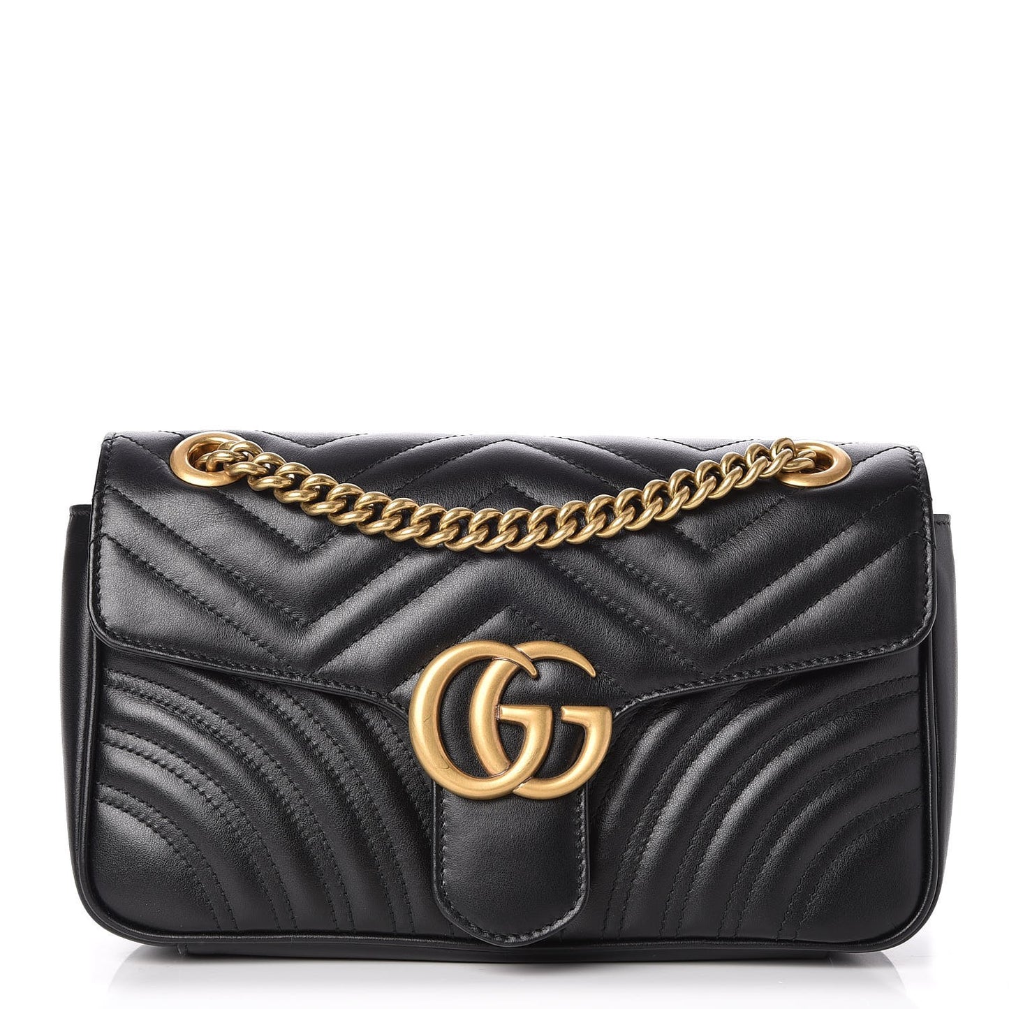 Calfskin Matelasse Small GG Marmont Shoulder Bag Black