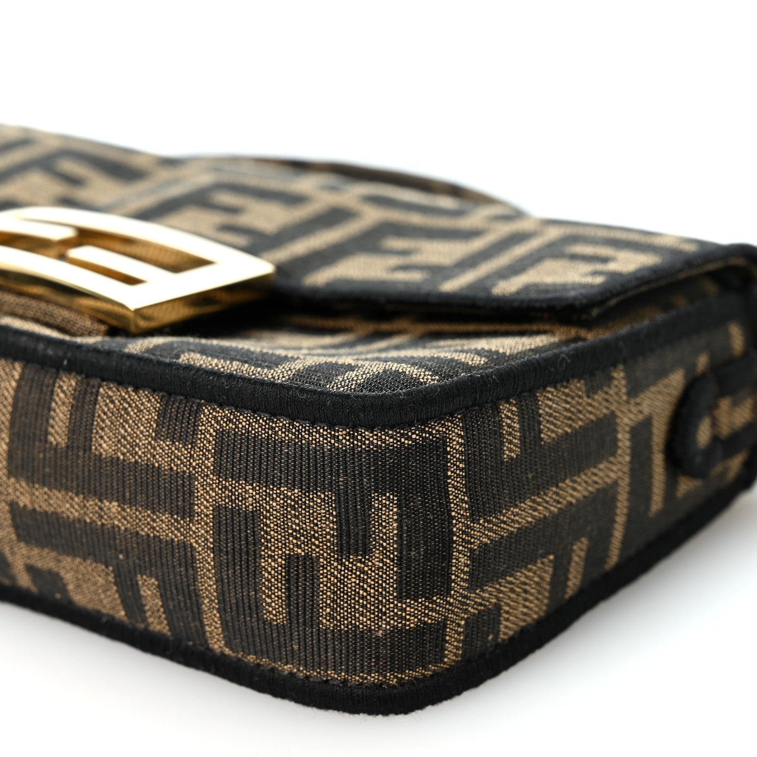 Fendi Fabric Jacquard FF 1974 Mini Baguette Tobacco Moro Black 10 of 11