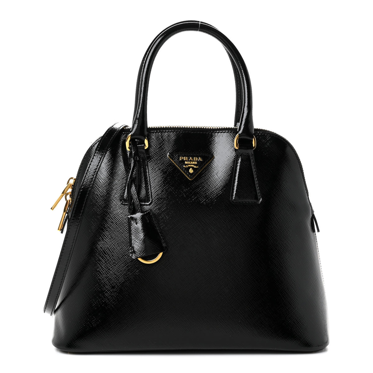 Saffiano Vernice Small Dome Tote Black