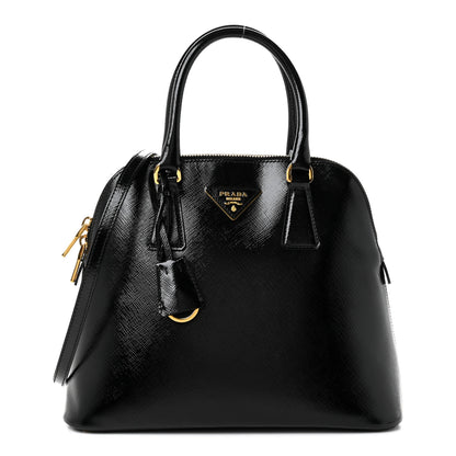 Prada Saffiano Vernice Small Dome Tote Black 1 of 9