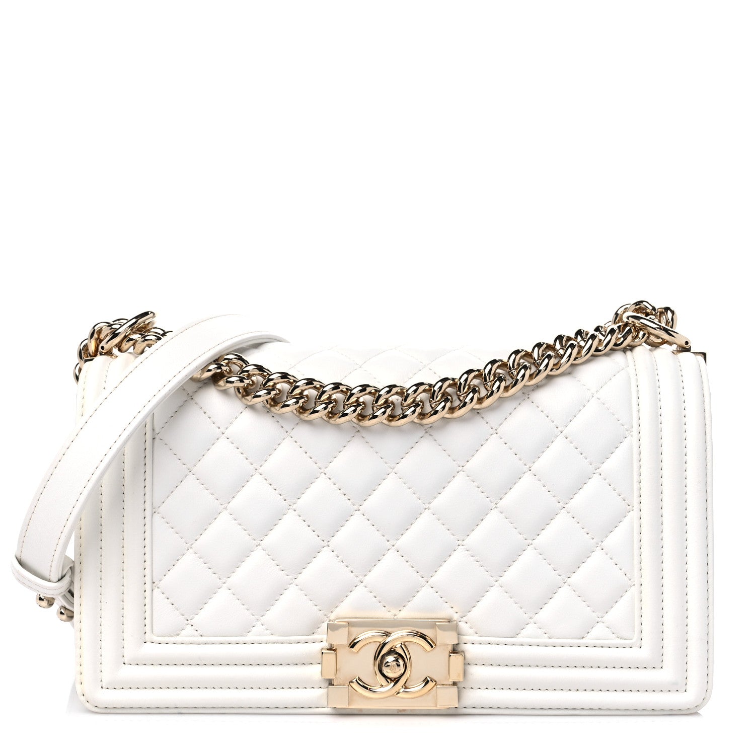 Chanel Calfskin Quilted Medium Boy Flap White 1 of 13