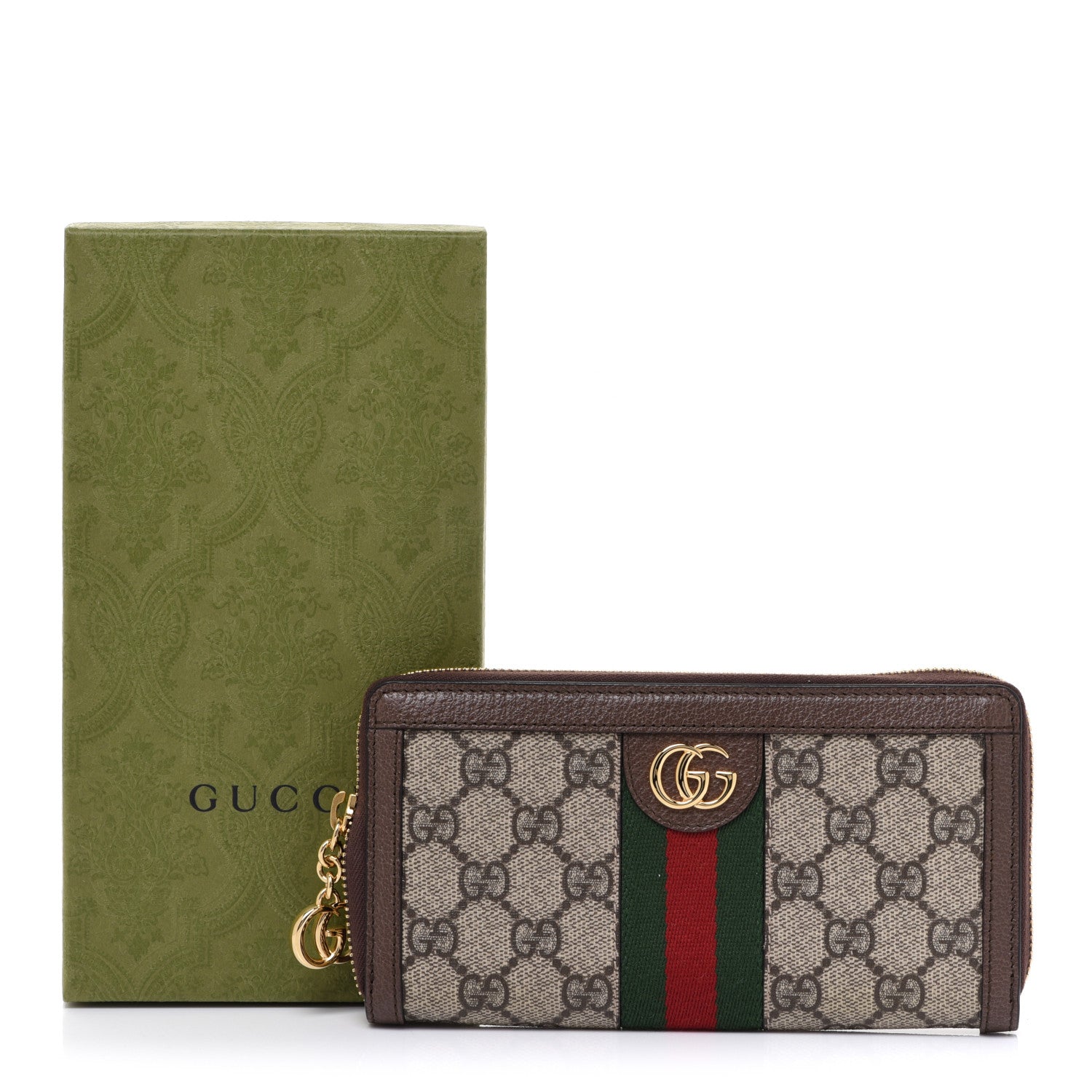 Gucci GG Supreme Monogram Web Ophidia Zip Around Wallet Brown 8 of 8