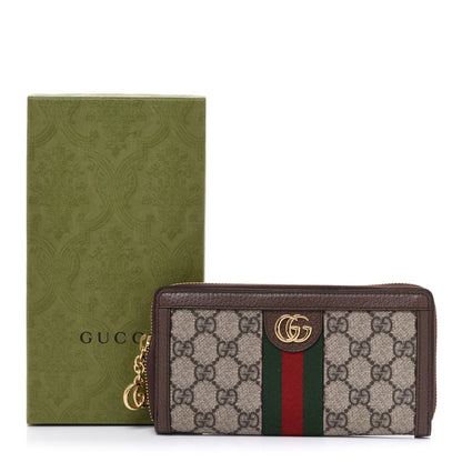Gucci GG Supreme Monogram Web Ophidia Zip Around Wallet Brown 8 of 8