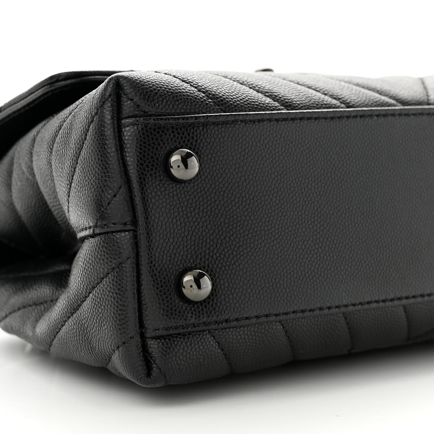 Caviar Chevron Quilted Mini Coco Handle Flap So Black