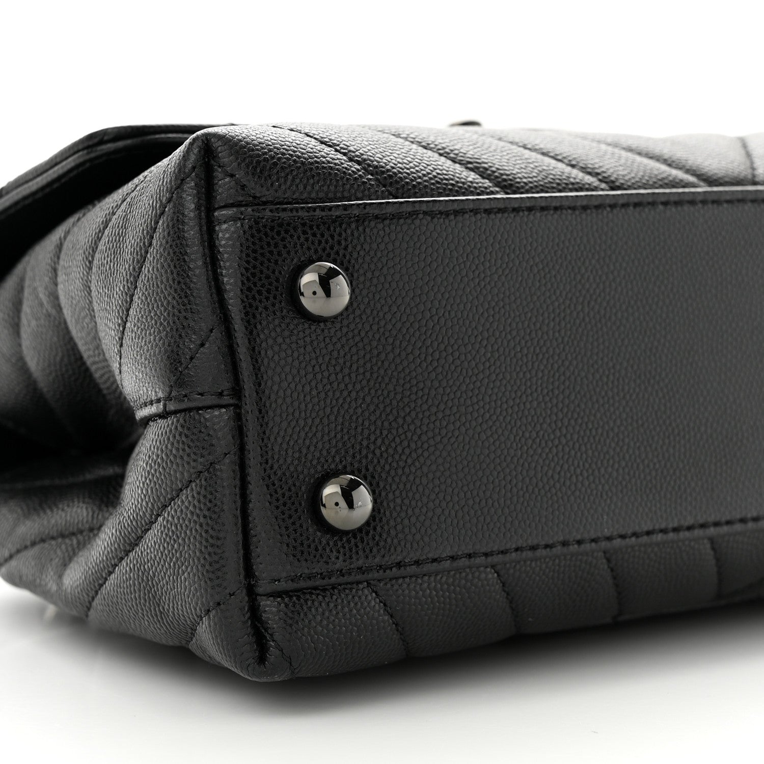 Chanel Caviar Chevron Quilted Mini Coco Handle Flap So Black 9 of 11