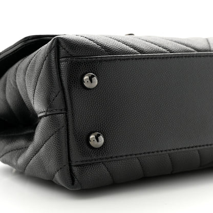Chanel Caviar Chevron Quilted Mini Coco Handle Flap So Black 9 of 11