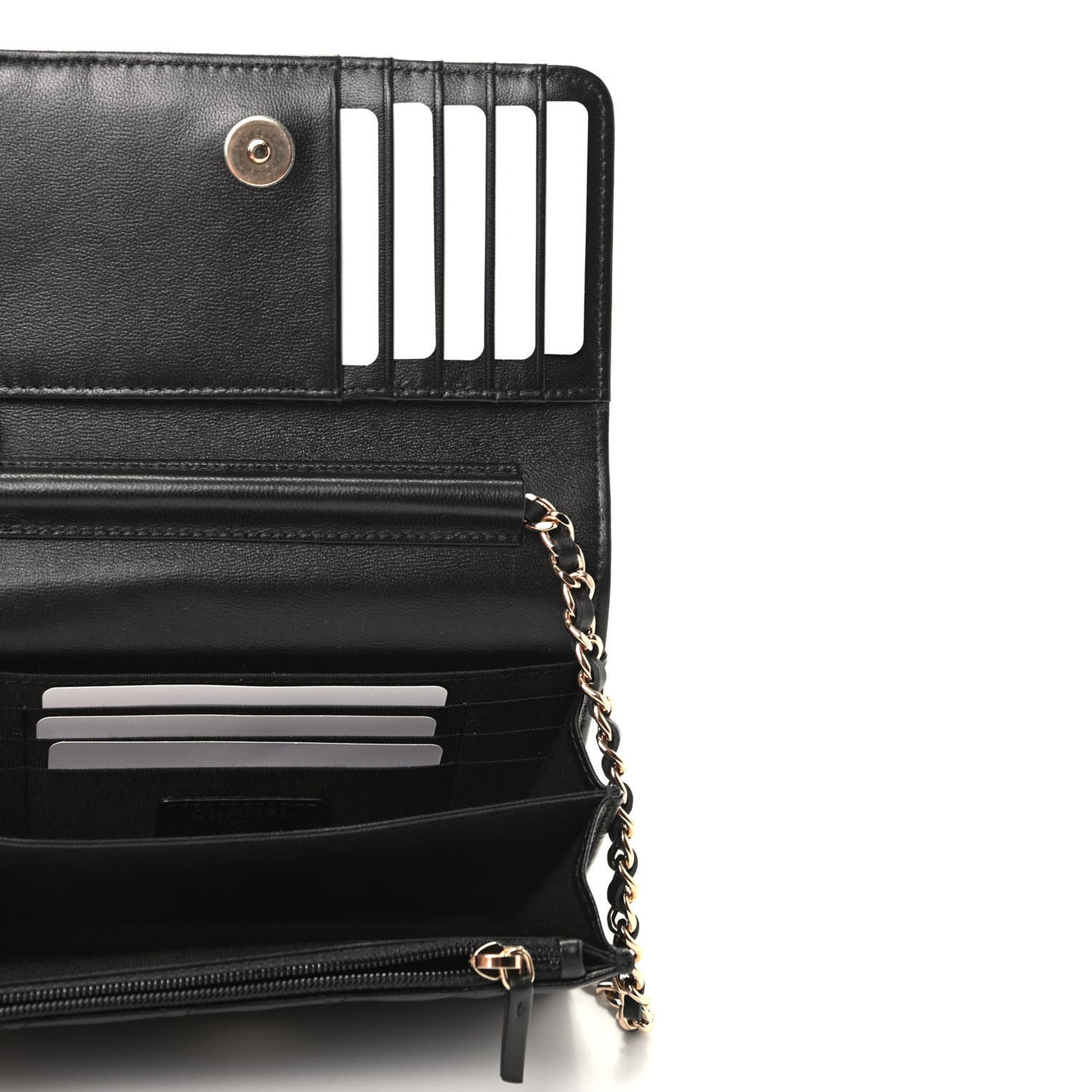 Lambskin Quilted Mini Camellia Bow Wallet On Chain WOC Black