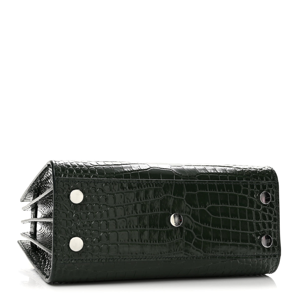 Calfskin Crocodile Embossed Nano Sac De Jour Dark Green