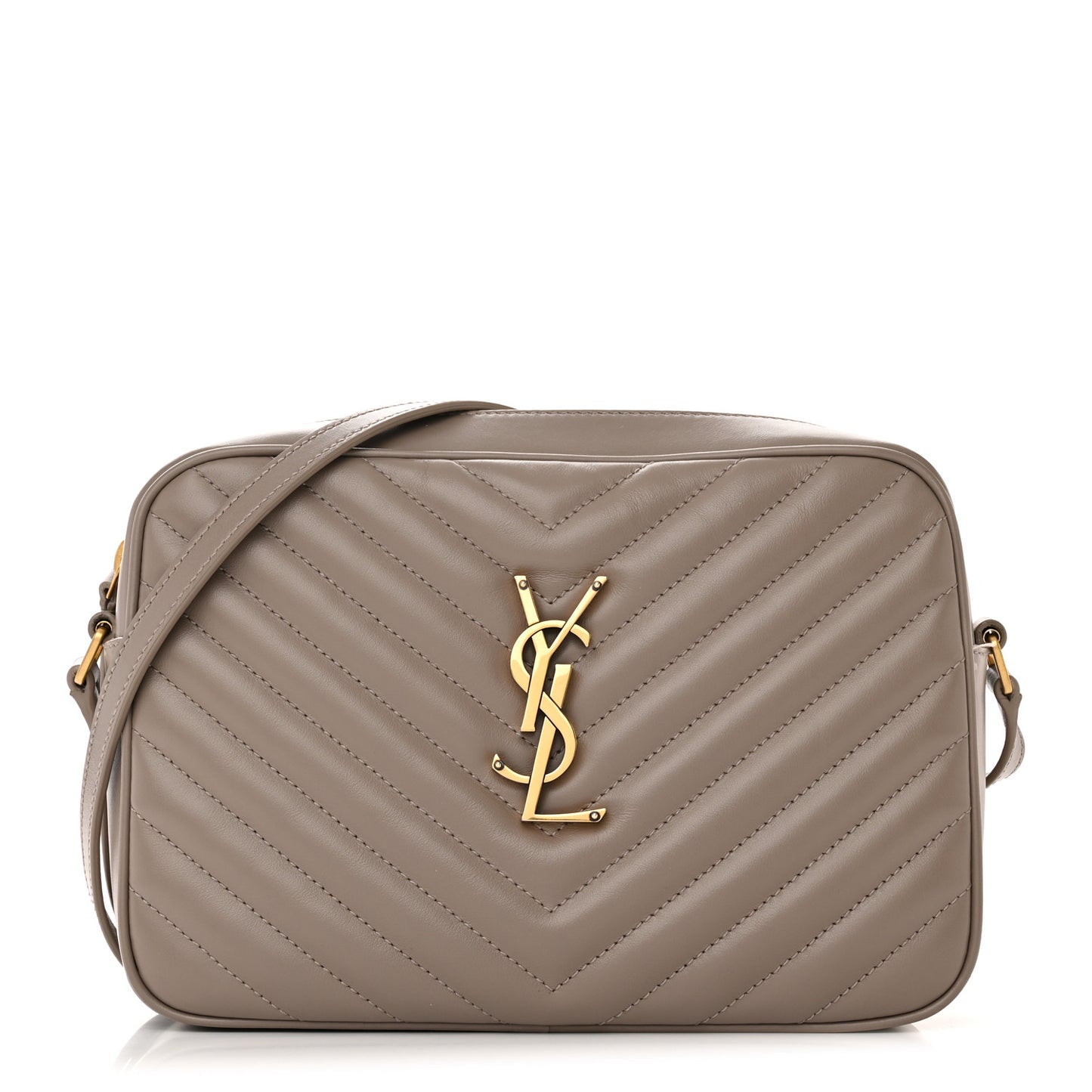 Calfskin Matelasse Monogram Lou Camera Bag Greyish Brown
