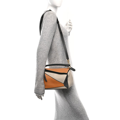 Loewe Calfskin Small Puzzle Bag Amber Light Oat Black 2 of 12
