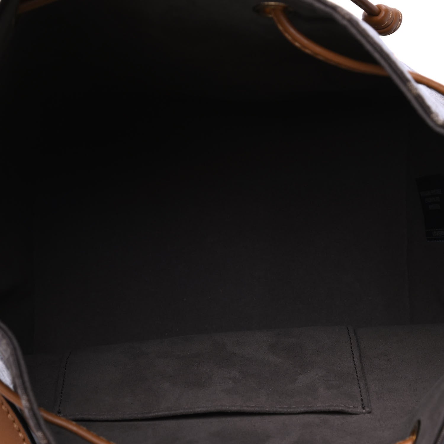 Fendi Glazed Fabric Vitello Grace F is Fendi FF 1974 Stamp Patch Grande Mon Tresor Bucket Bag Mogano Panna Nocciola 4 of 4