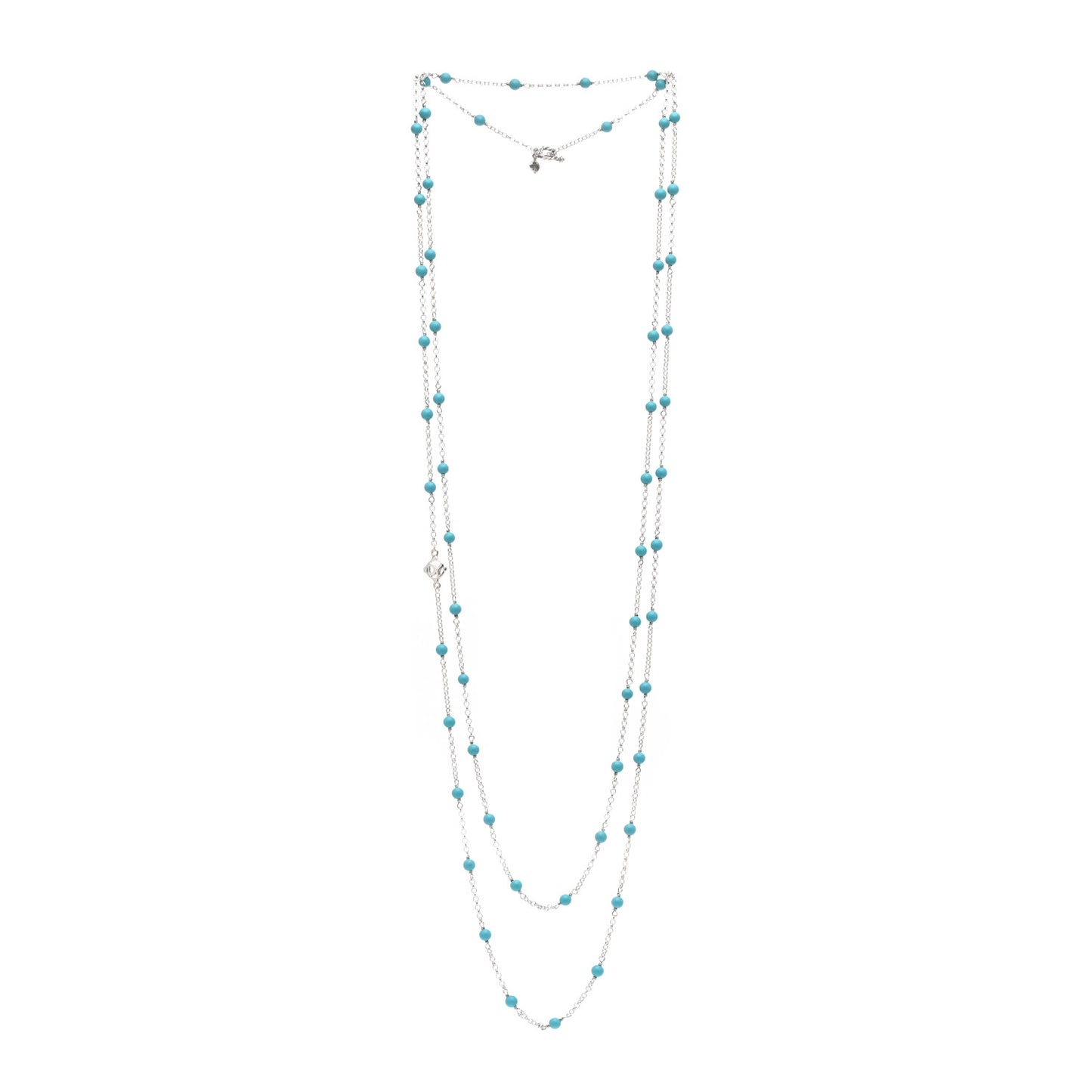 Sterling Silver Turquoise Long Bead Station Necklace