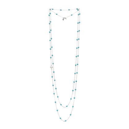David Yurman Sterling Silver Turquoise Long Bead Station Necklace 2 of 3